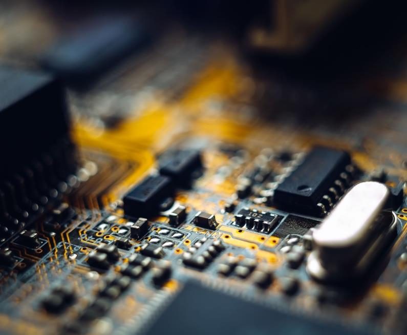 Close-up of electronic circuit board components.