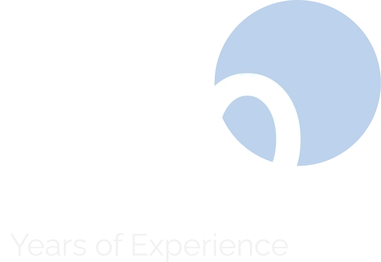 100 years of experience text on black background.