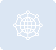 Globe connected by network lines icon.