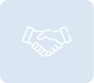 Handshake icon on dark background.